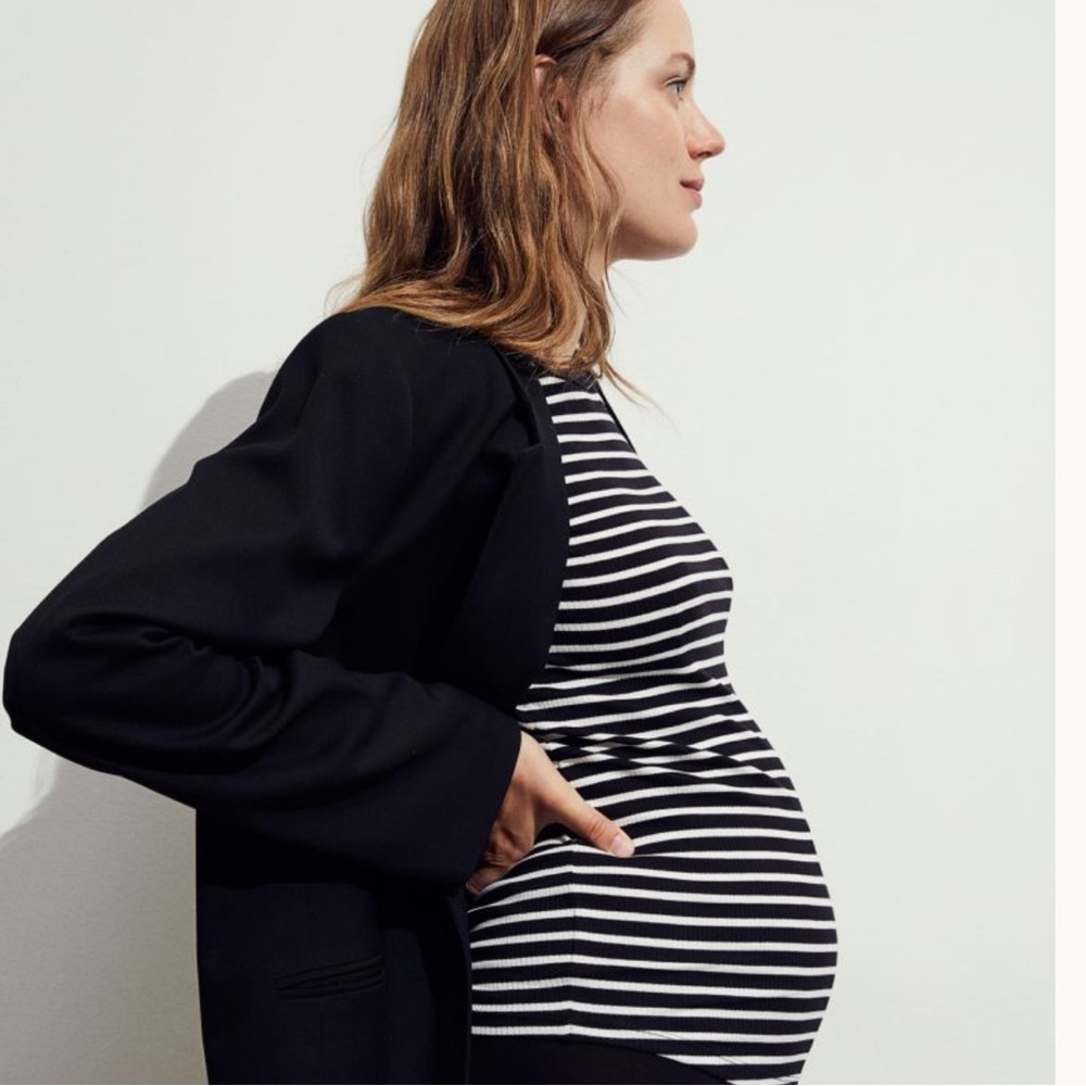 H&M maternity shirt, size medium, long sleeved, black and white striped